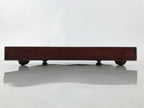 Antique Japanese Wood Lacquered Low Table Brown Serving Tray Ozen Kurumizen L499