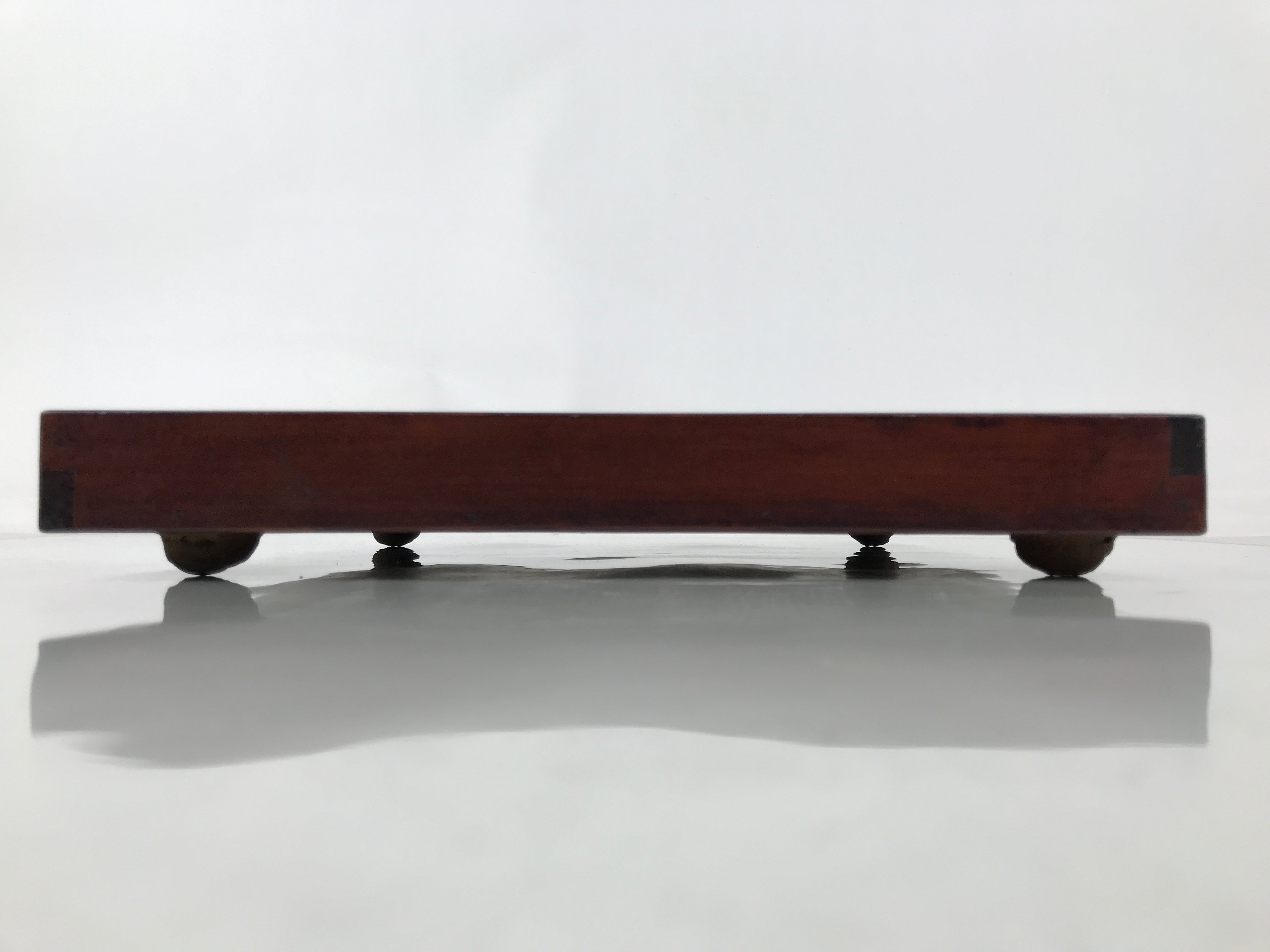 Antique Japanese Wood Lacquered Low Table Brown Serving Tray Ozen Kurumizen L499