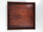 Antique Japanese Wood Lacquered Low Table Brown Serving Tray Ozen Kurumizen L499