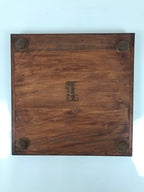 Antique Japanese Wood Lacquered Low Table Brown Serving Tray Ozen Kurumizen L499