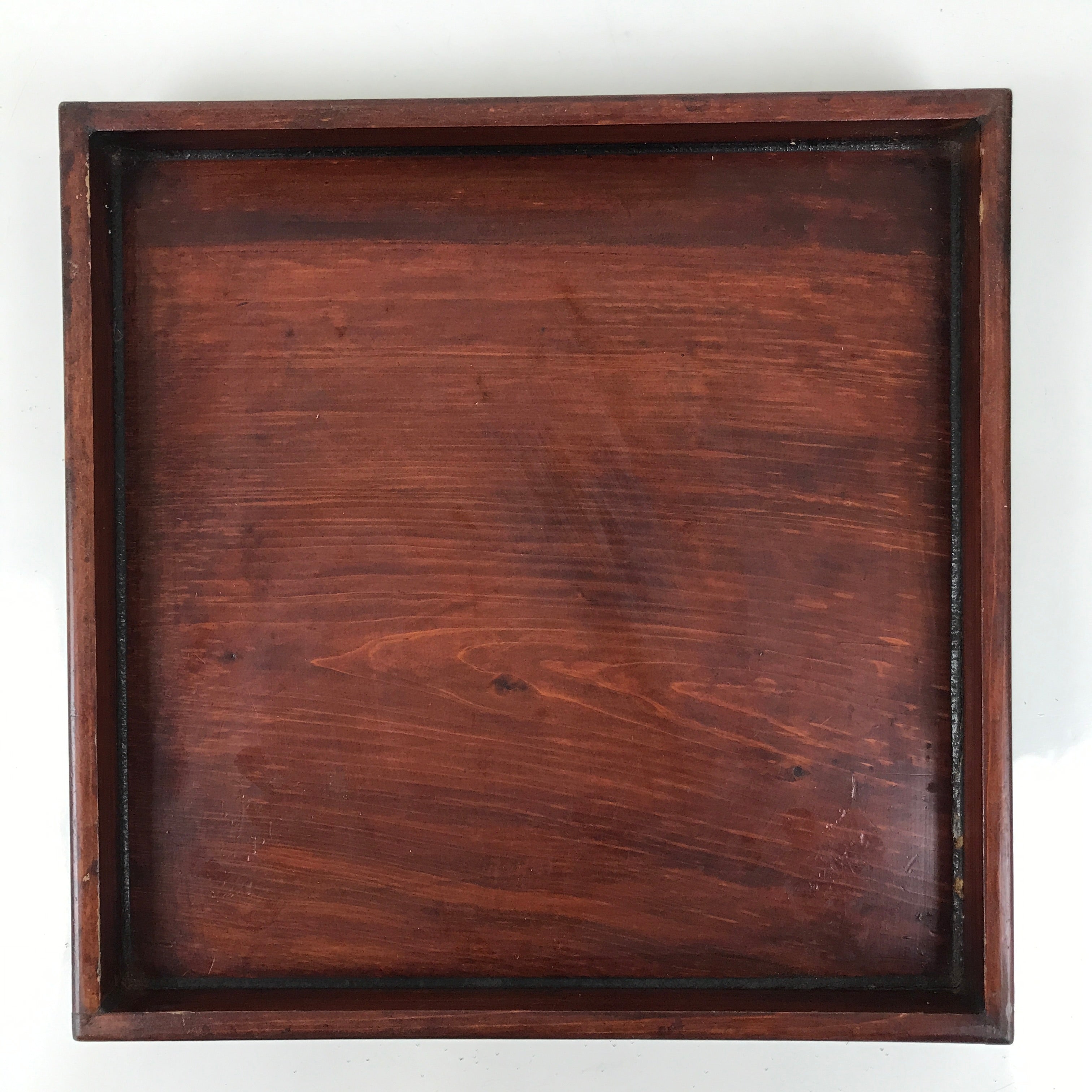 Antique Japanese Wood Lacquered Low Table Brown Serving Tray Ozen Kurumizen L499