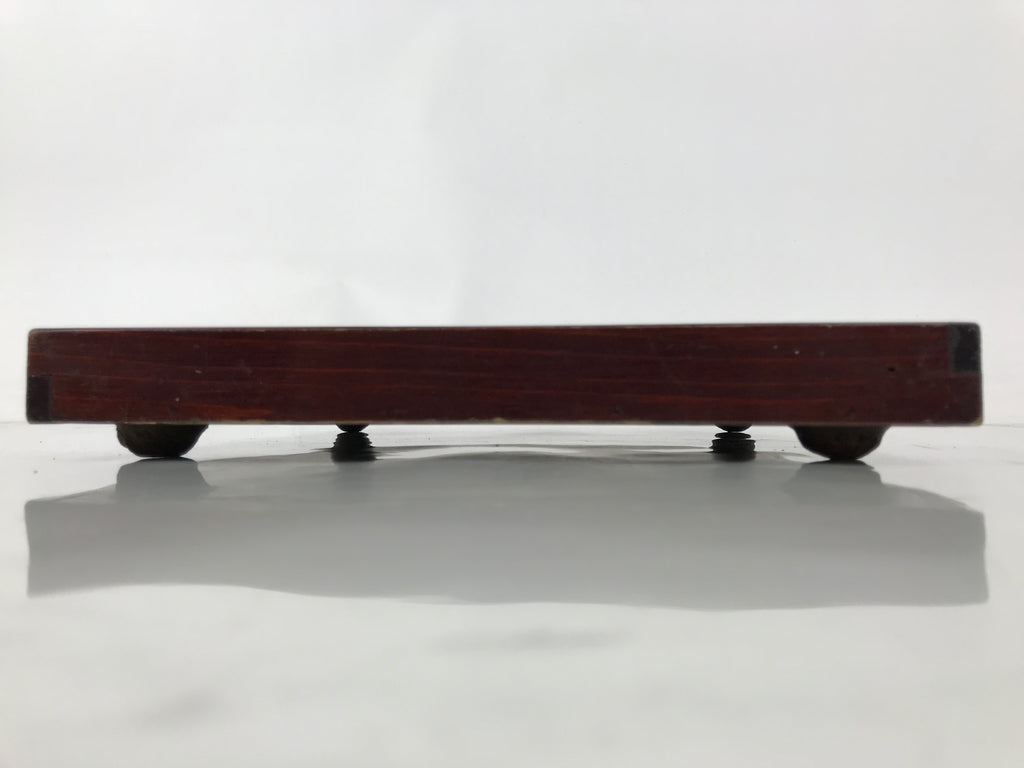Antique Japanese Wood Lacquered Low Table Brown Serving Tray Ozen Kurumizen L500