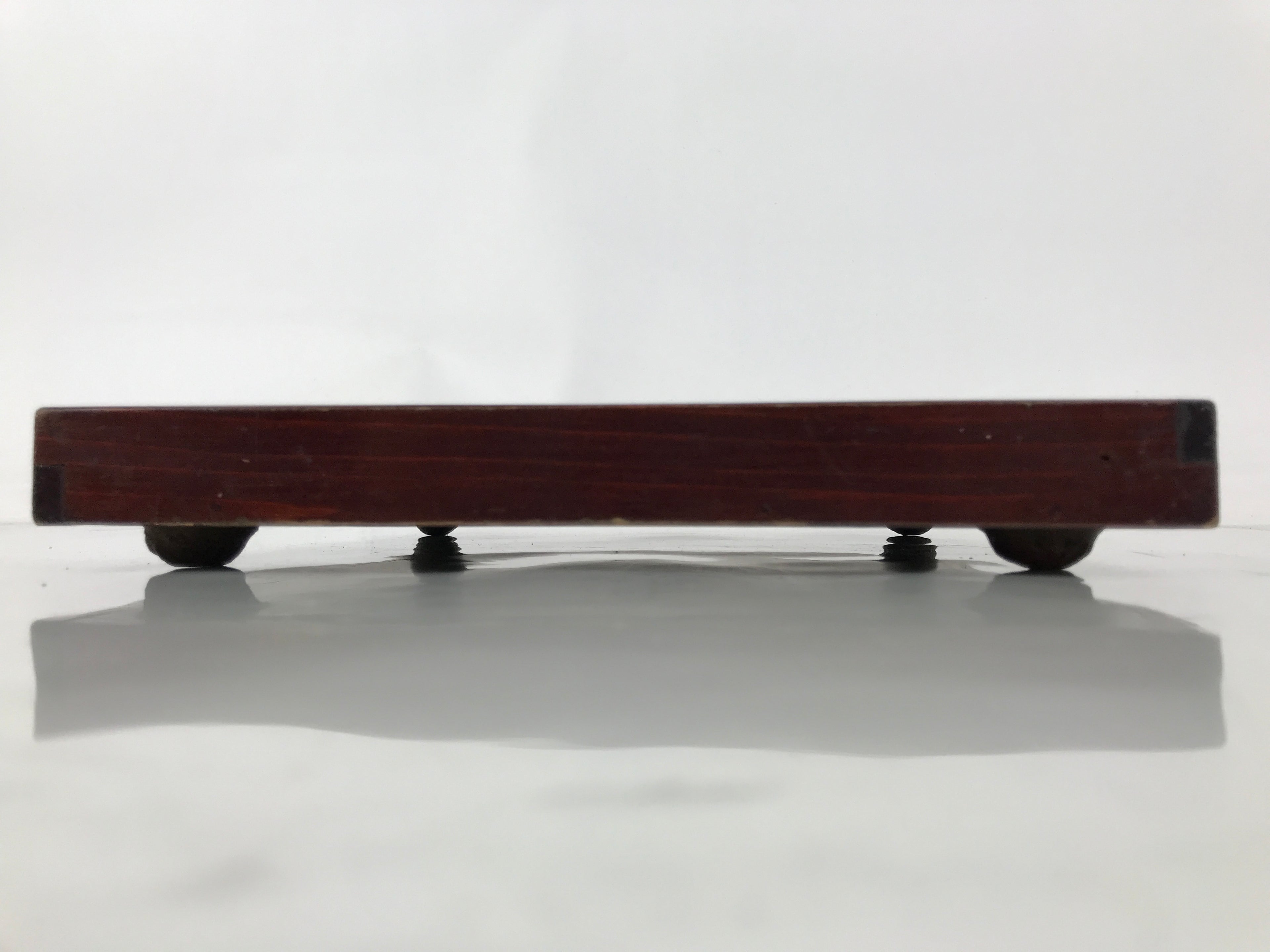 Antique Japanese Wood Lacquered Low Table Brown Serving Tray Ozen Kurumizen L500