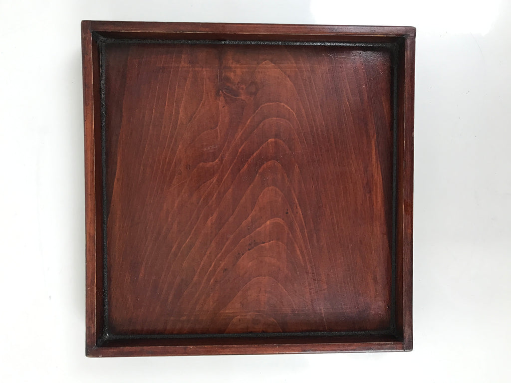 Antique Japanese Wood Lacquered Low Table Brown Serving Tray Ozen Kurumizen L500