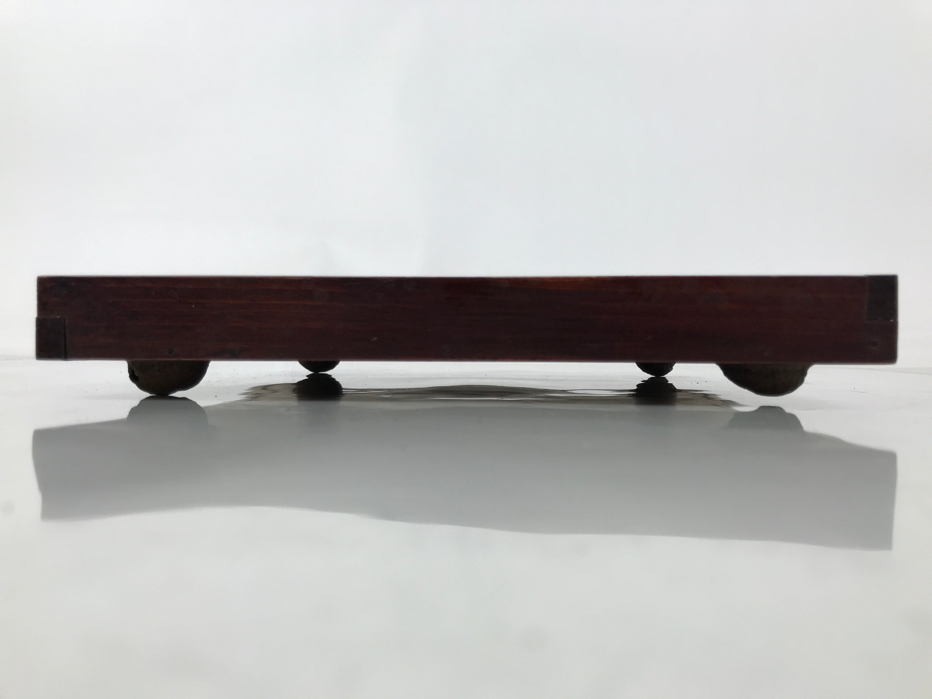 Antique Japanese Wood Lacquered Low Table Brown Serving Tray Ozen Kurumizen L501
