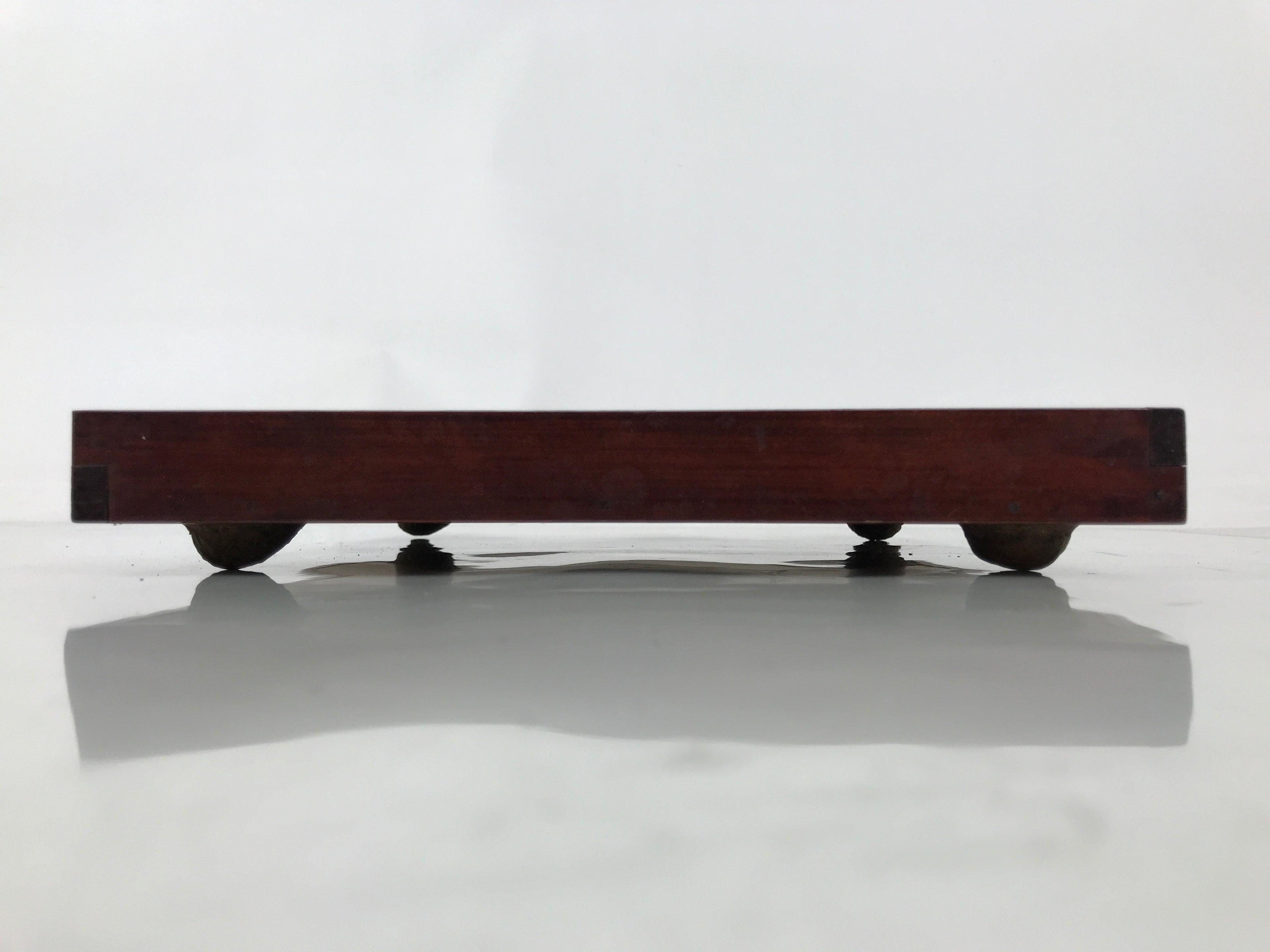 Antique Japanese Wood Lacquered Low Table Brown Serving Tray Ozen Kurumizen L501
