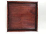 Antique Japanese Wood Lacquered Low Table Brown Serving Tray Ozen Kurumizen L501