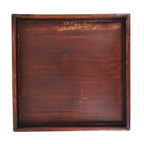 Antique Japanese Wood Lacquered Low Table Brown Serving Tray Ozen Kurumizen L502