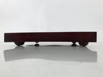 Antique Japanese Wood Lacquered Low Table Brown Serving Tray Ozen Kurumizen L503
