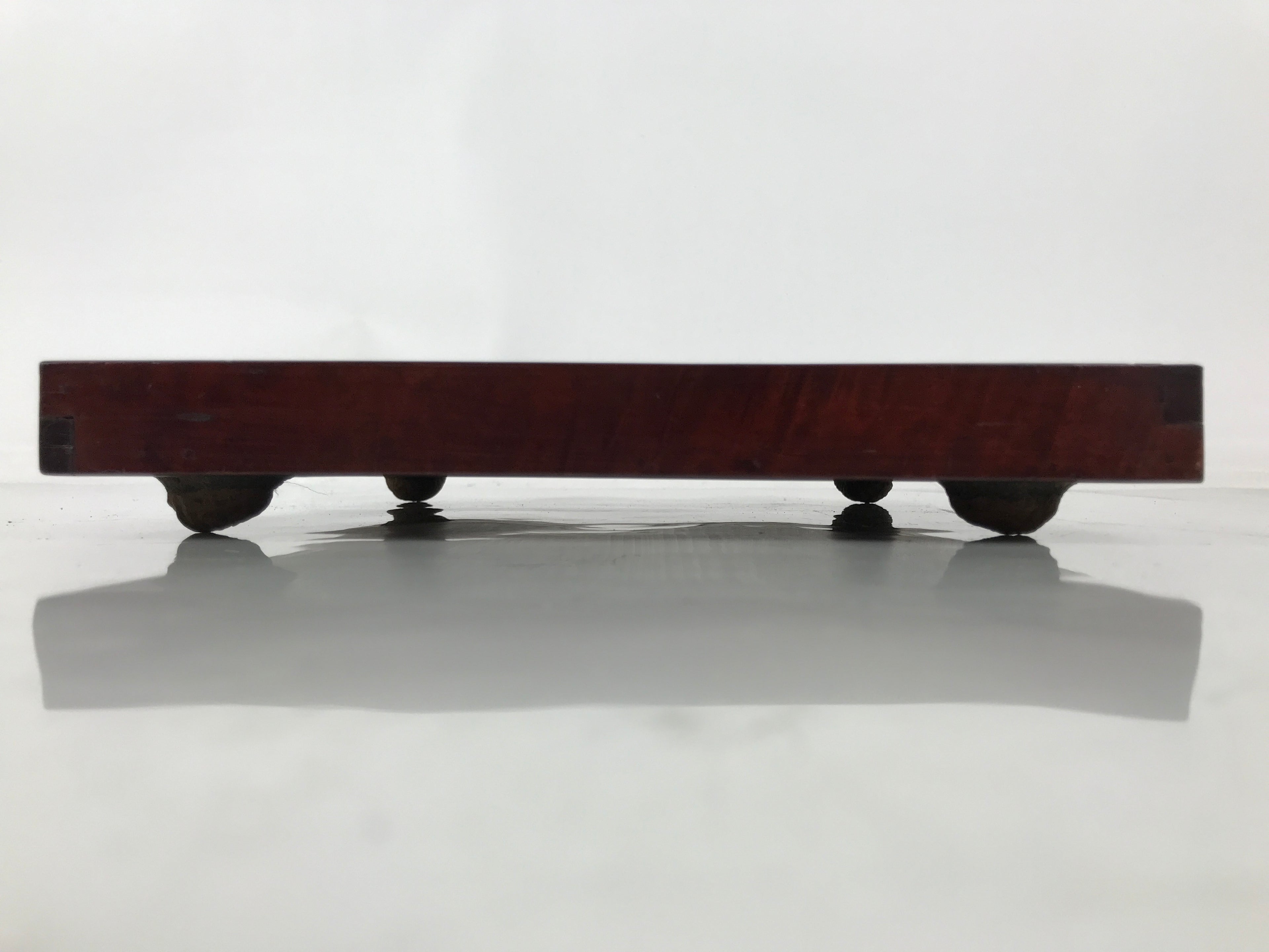 Antique Japanese Wood Lacquered Low Table Brown Serving Tray Ozen Kurumizen L505