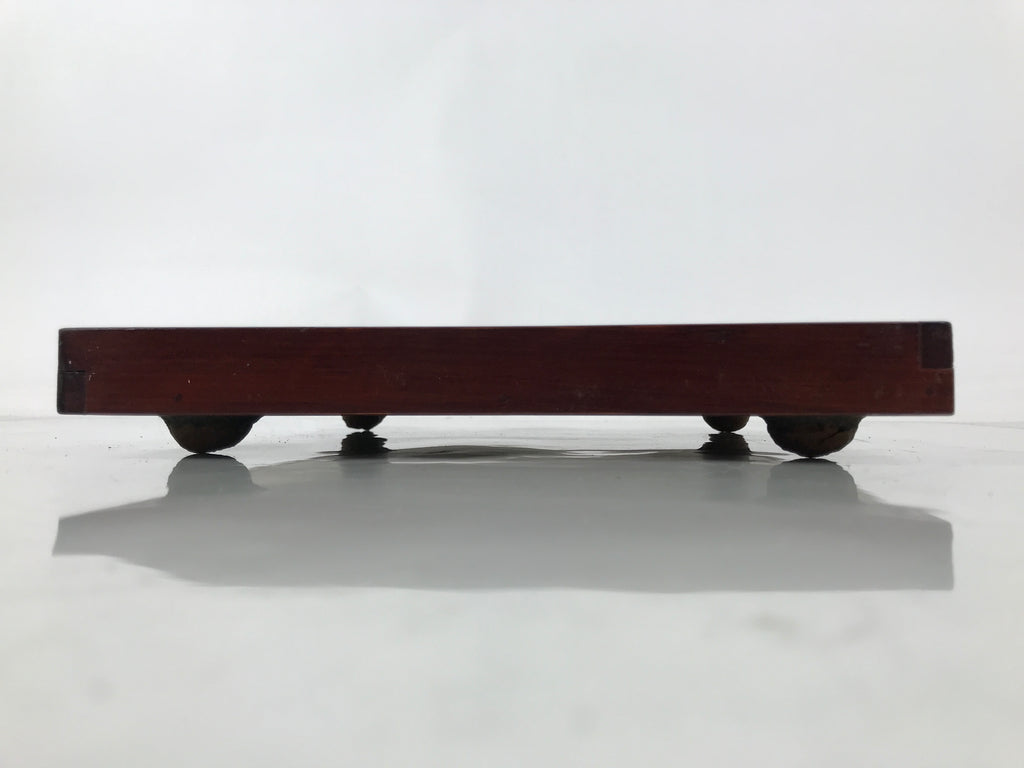 Antique Japanese Wood Lacquered Low Table Brown Serving Tray Ozen Kurumizen L505