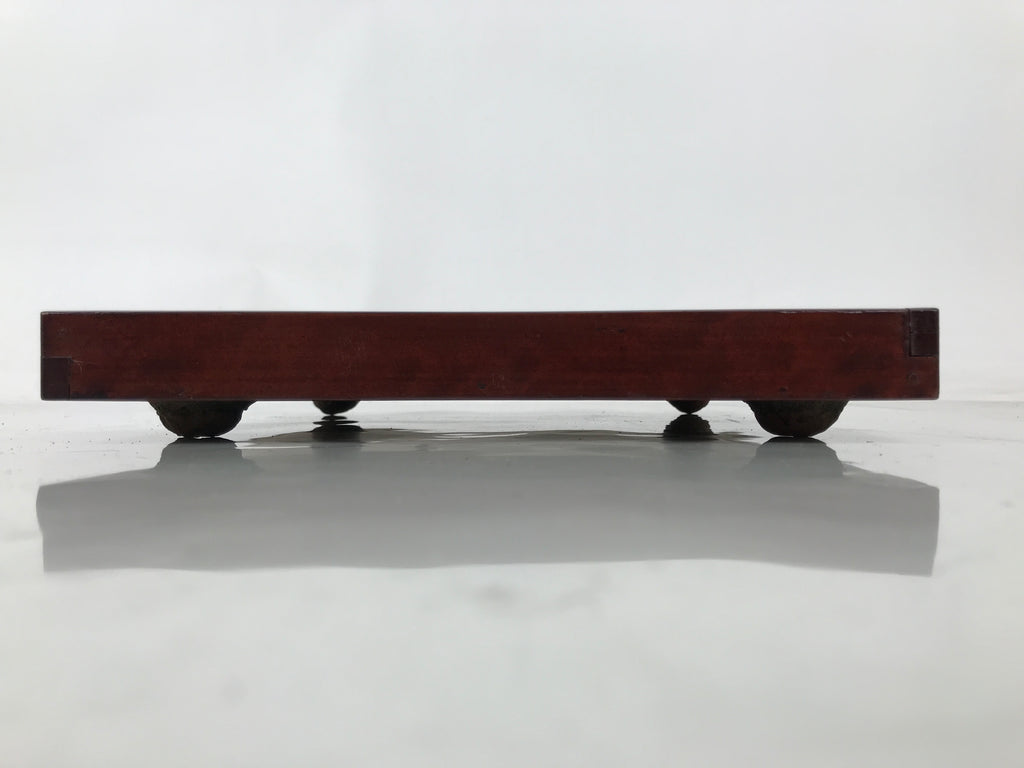 Antique Japanese Wood Lacquered Low Table Brown Serving Tray Ozen Kurumizen L506