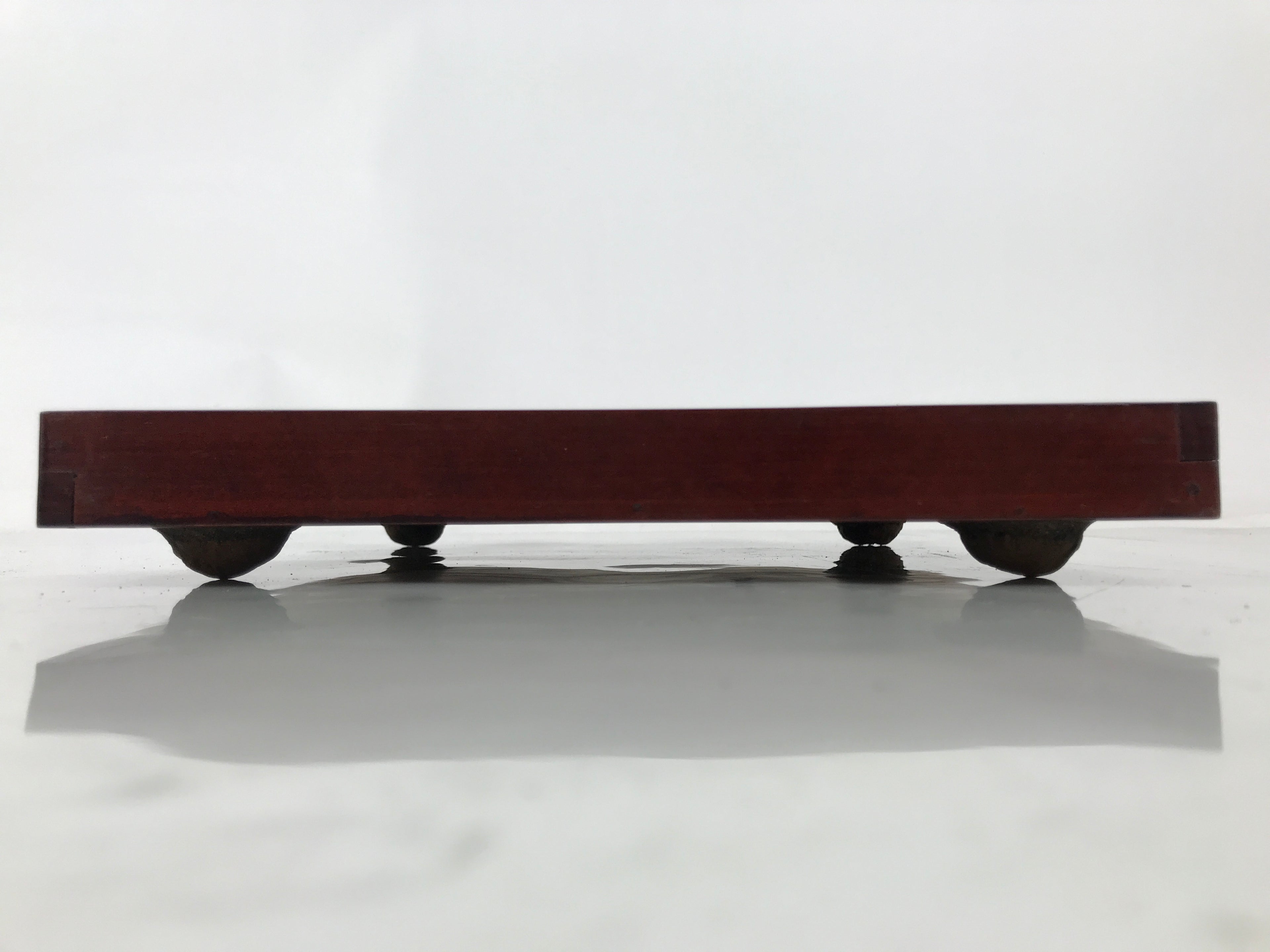 Antique Japanese Wood Lacquered Low Table Brown Serving Tray Ozen Kurumizen L506