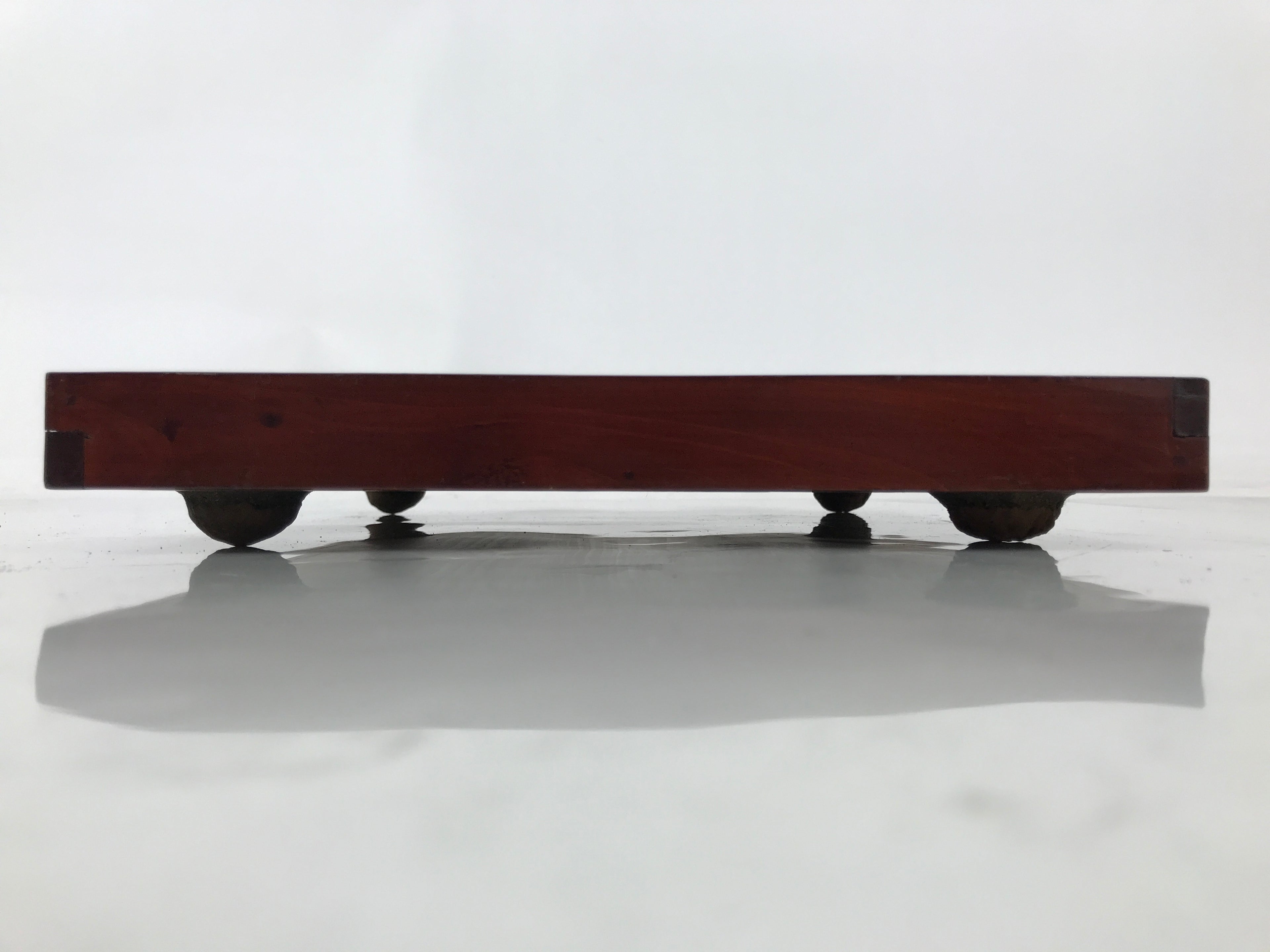 Antique Japanese Wood Lacquered Low Table Brown Serving Tray Ozen Kurumizen L506