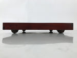 Antique Japanese Wood Lacquered Low Table Brown Serving Tray Ozen Kurumizen L506