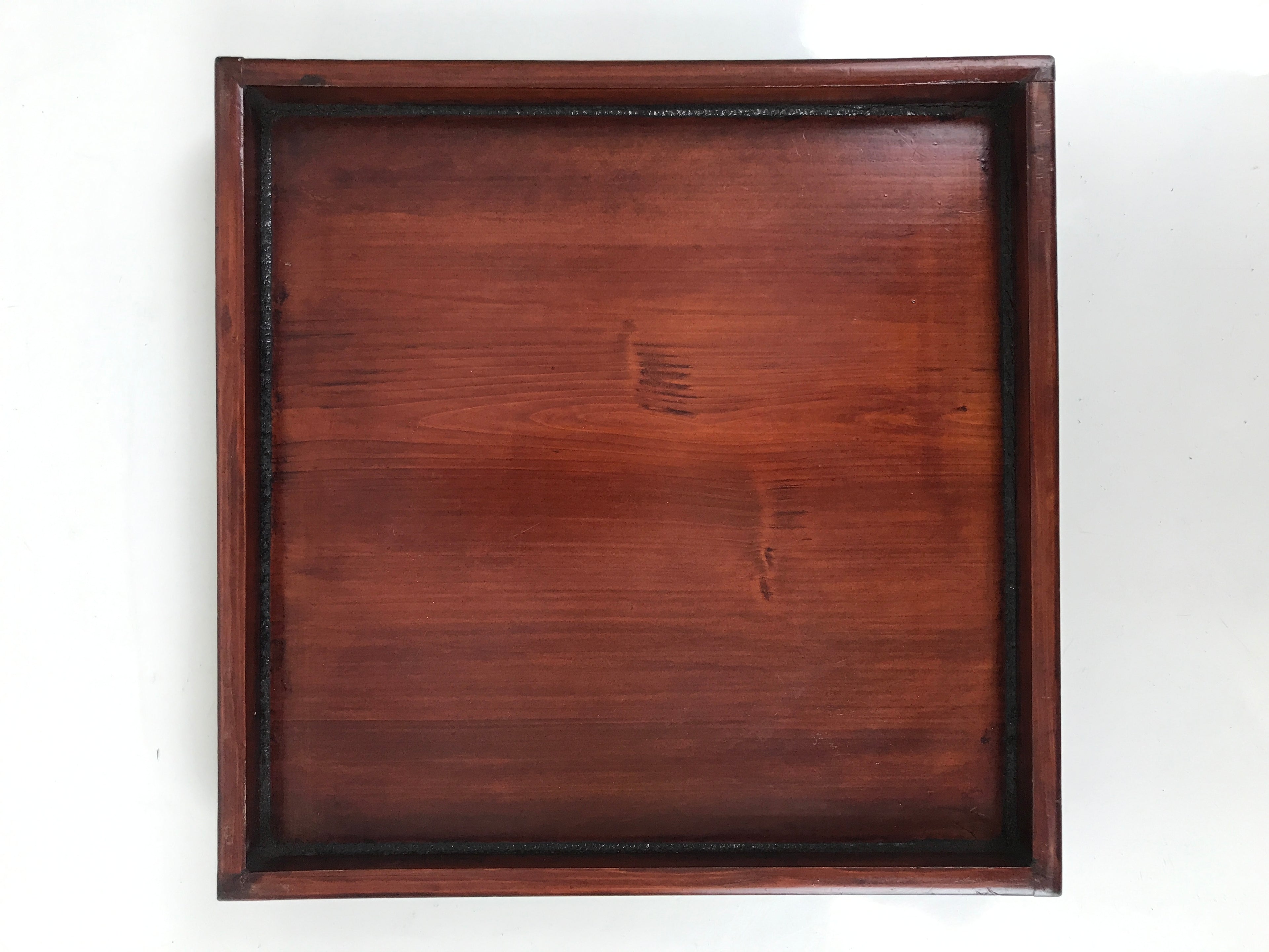 Antique Japanese Wood Lacquered Low Table Brown Serving Tray Ozen Kurumizen L506