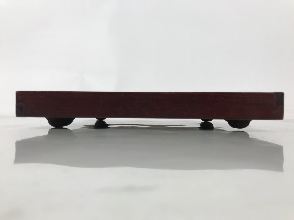 Antique Japanese Wood Lacquered Low Table Brown Serving Tray Ozen Kurumizen L507