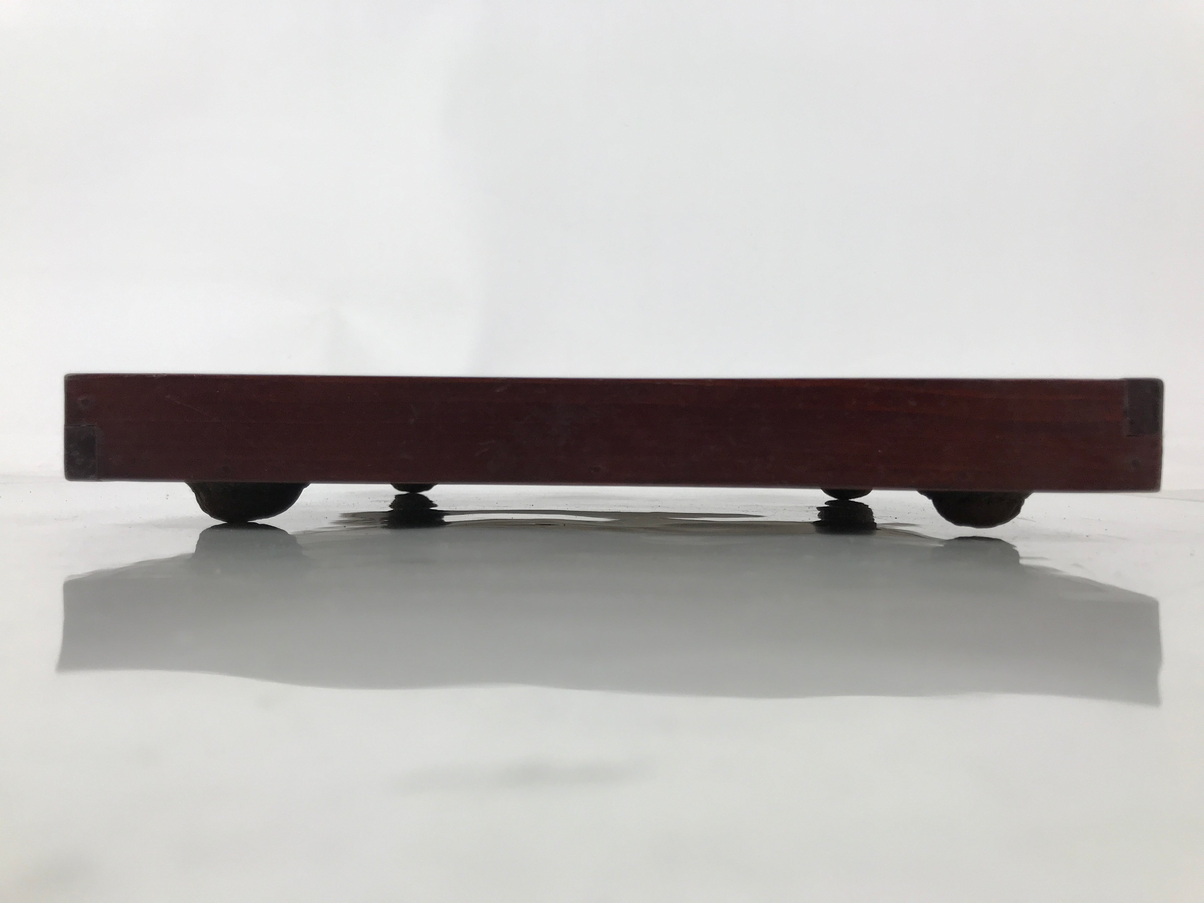Antique Japanese Wood Lacquered Low Table Brown Serving Tray Ozen Kurumizen L507