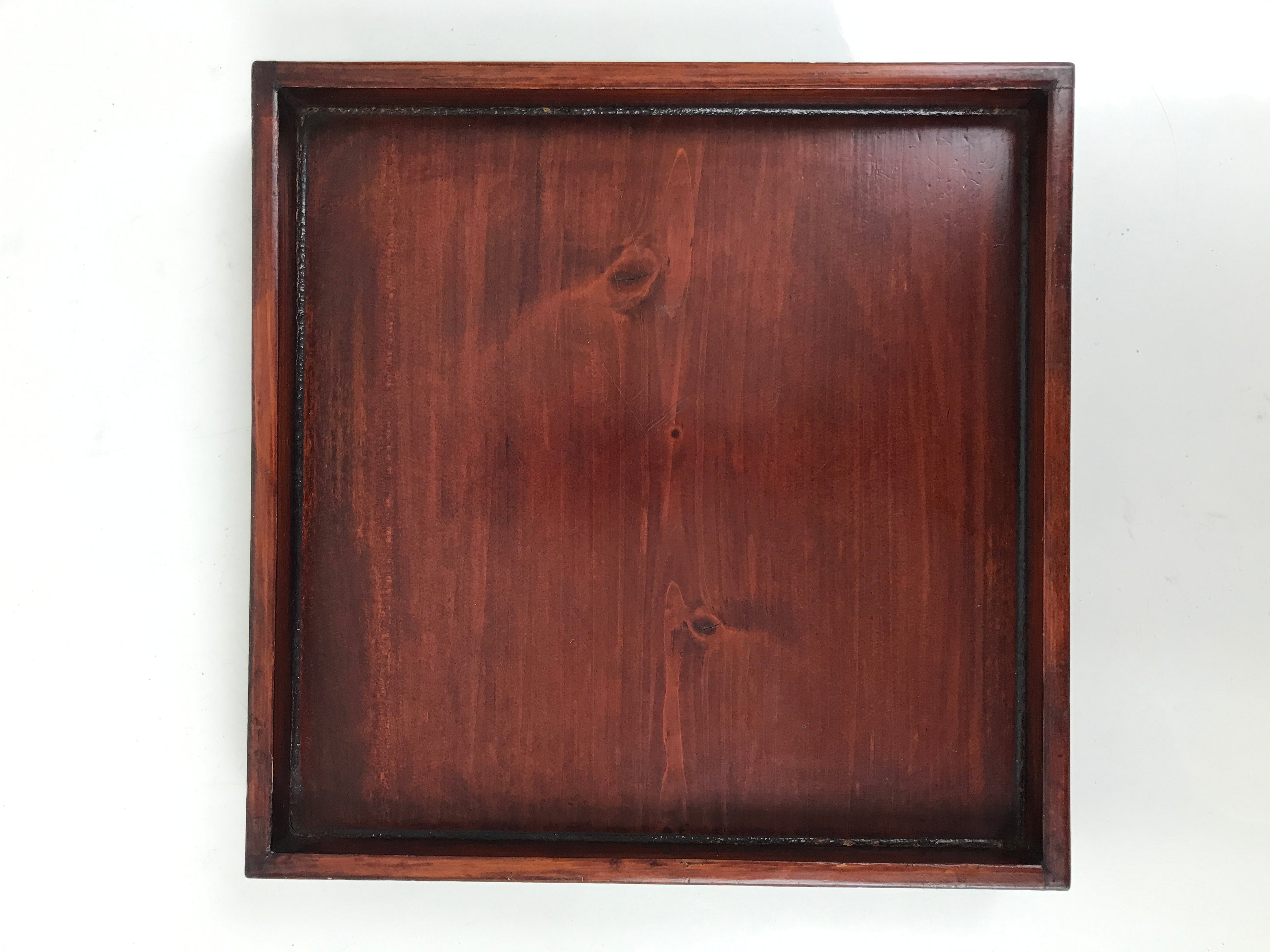 Antique Japanese Wood Lacquered Low Table Brown Serving Tray Ozen Kurumizen L508