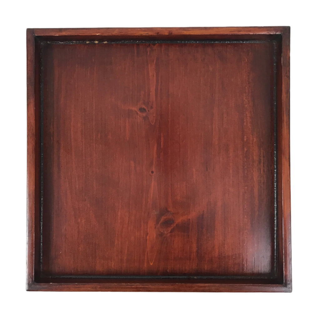 Antique Japanese Wood Lacquered Low Table Brown Serving Tray Ozen Kurumizen L508