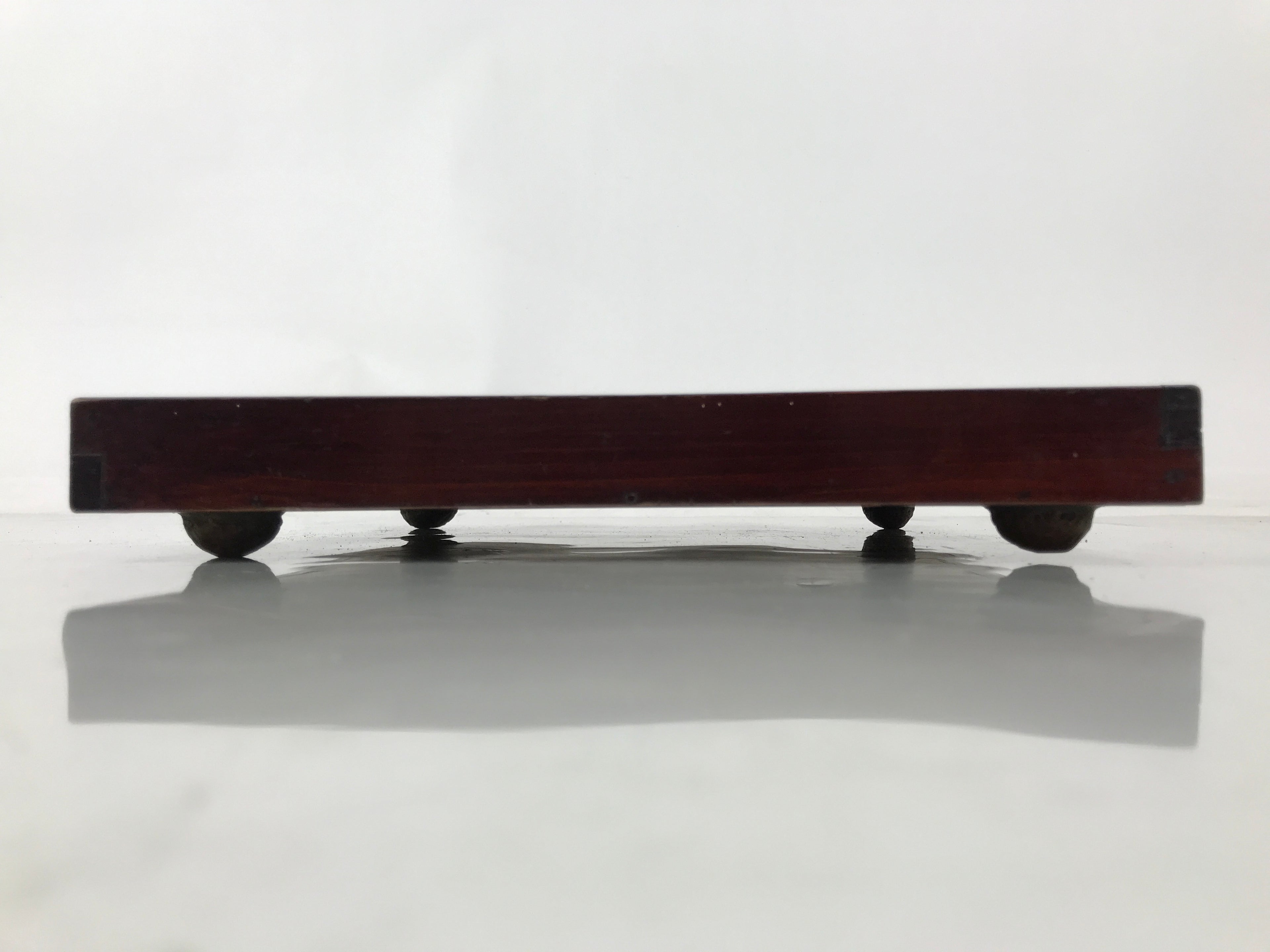 Antique Japanese Wood Lacquered Low Table Brown Serving Tray Ozen Kurumizen L509
