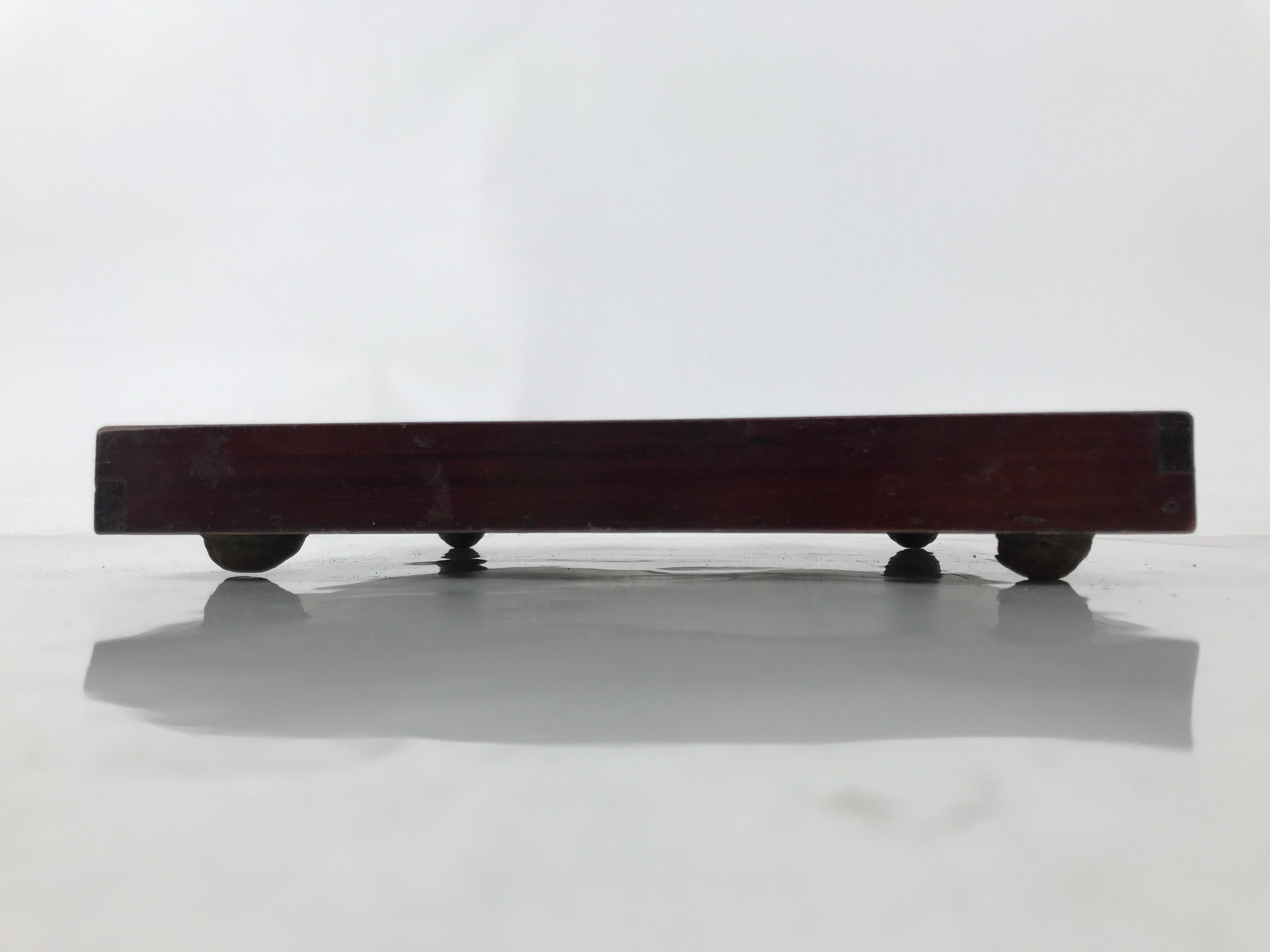 Antique Japanese Wood Lacquered Low Table Brown Serving Tray Ozen Kurumizen L509