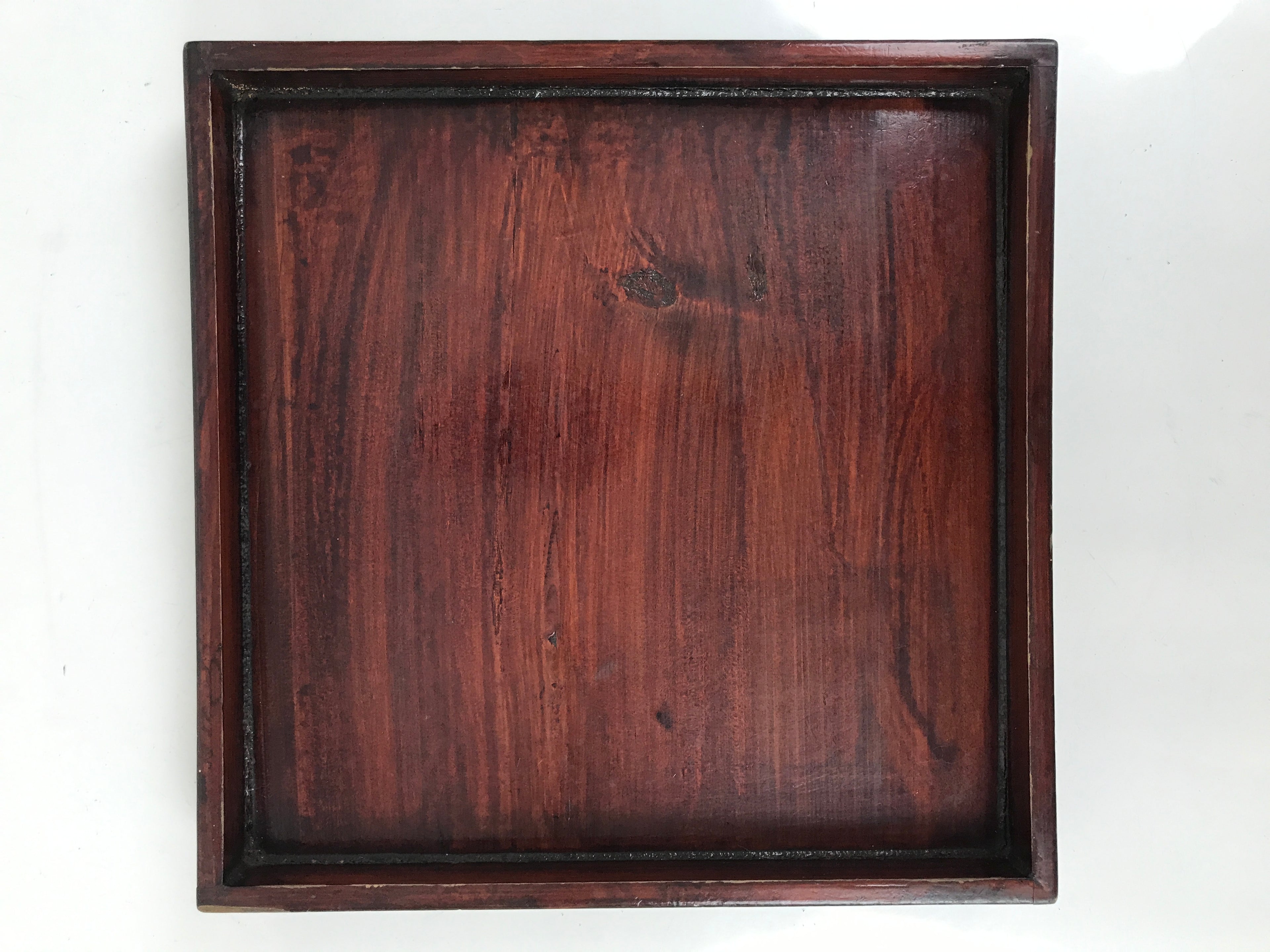 Antique Japanese Wood Lacquered Low Table Brown Serving Tray Ozen Kurumizen L509