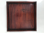 Antique Japanese Wood Lacquered Low Table Brown Serving Tray Ozen Kurumizen L509