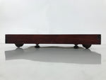 Antique Japanese Wood Lacquered Low Table Brown Serving Tray Ozen Kurumizen L510
