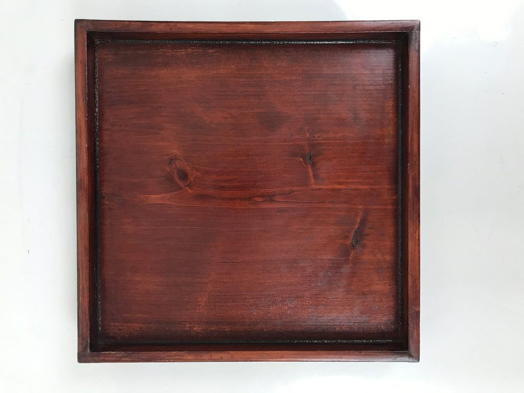 Antique Japanese Wood Lacquered Low Table Brown Serving Tray Ozen Kurumizen L510