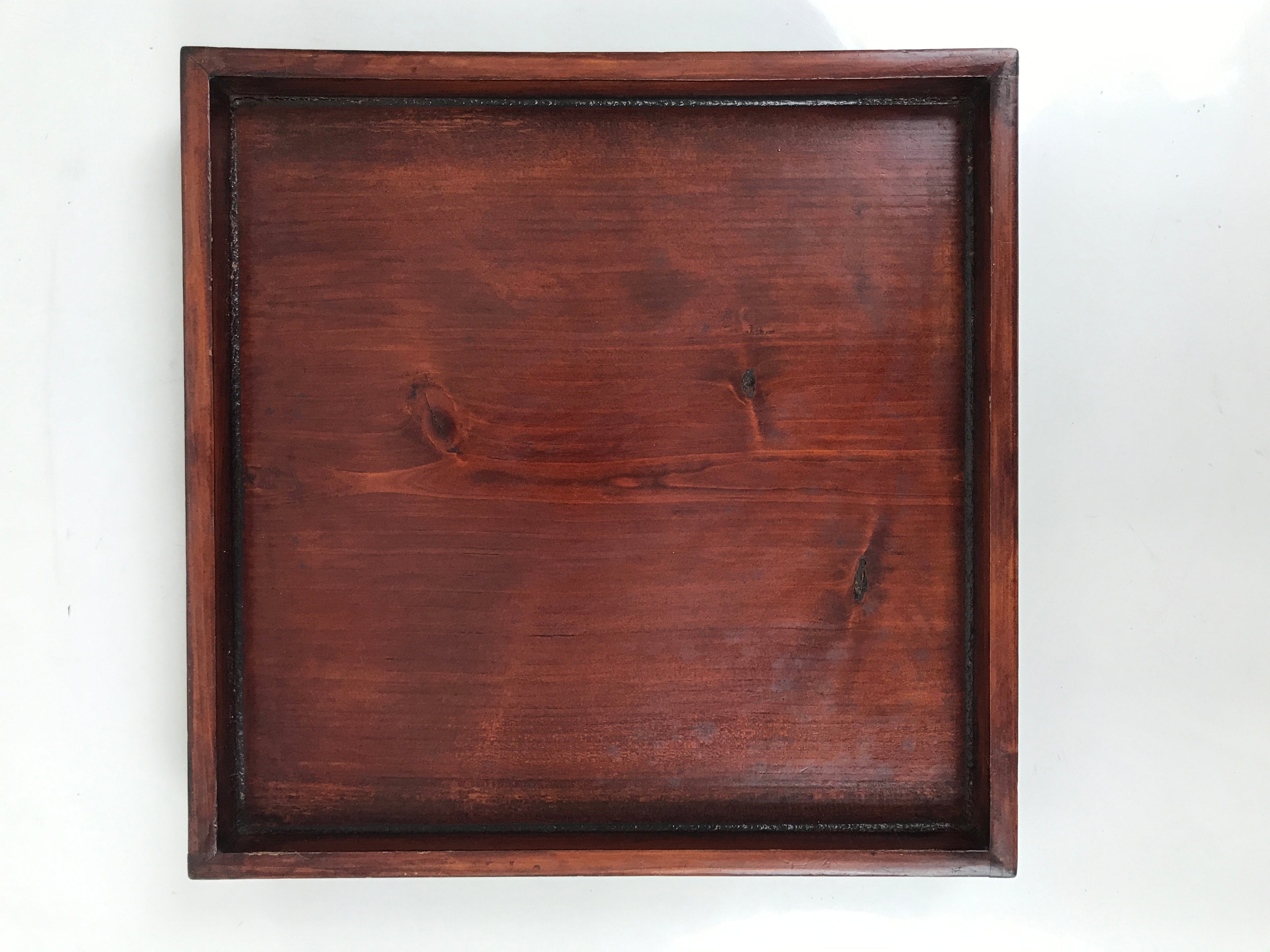 Antique Japanese Wood Lacquered Low Table Brown Serving Tray Ozen Kurumizen L510