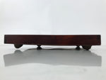 Antique Japanese Wood Lacquered Low Table Brown Serving Tray Ozen Kurumizen L511