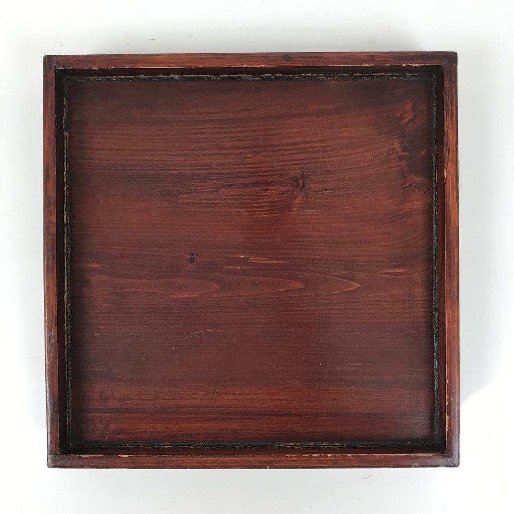 Antique Japanese Wood Lacquered Low Table Brown Serving Tray Ozen Kurumizen L511