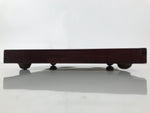 Antique Japanese Wood Lacquered Low Table Brown Serving Tray Ozen Kurumizen L512