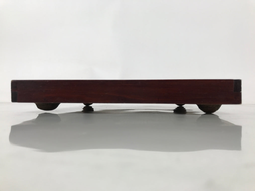 Antique Japanese Wood Lacquered Low Table Brown Serving Tray Ozen Kurumizen L512