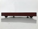 Antique Japanese Wood Lacquered Low Table Brown Serving Tray Ozen Kurumizen L513