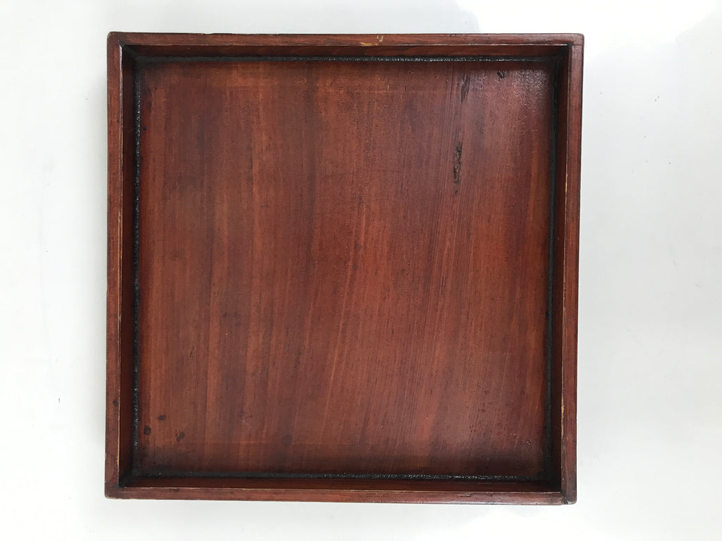 Antique Japanese Wood Lacquered Low Table Brown Serving Tray Ozen Kurumizen L514