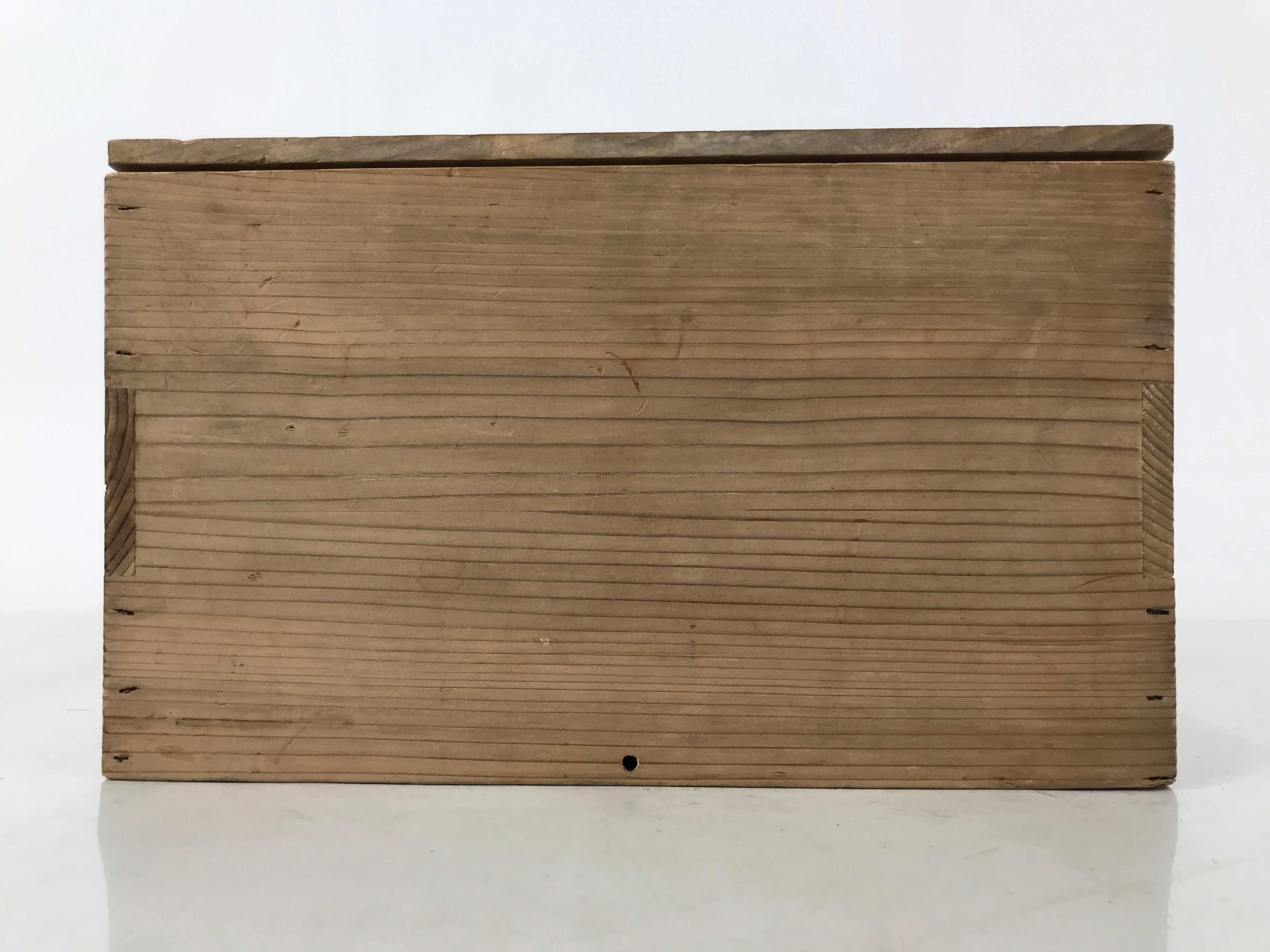 Antique Japanese Wood Lidded Pottery Storage Box Inside 27.9x18x15.5cm X141