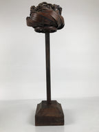 Antique Japanese Wooden Candle Stand Shokudai Woven Basket Metal Cup JK937