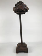 Antique Japanese Wooden Candle Stand Shokudai Woven Basket Metal Cup JK937