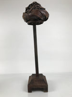 Antique Japanese Wooden Candle Stand Shokudai Woven Basket Metal Cup JK937