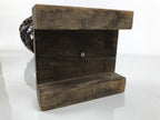 Antique Japanese Wooden Candle Stand Shokudai Woven Basket Metal Cup JK937