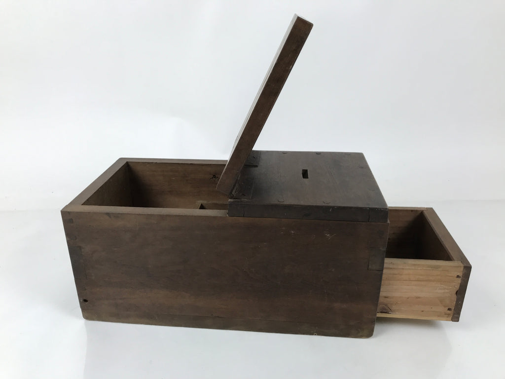 Antique Japanese Wooden Cash Box Chest Zenibako Kinko Safe Lockbox 1 Drawer X148