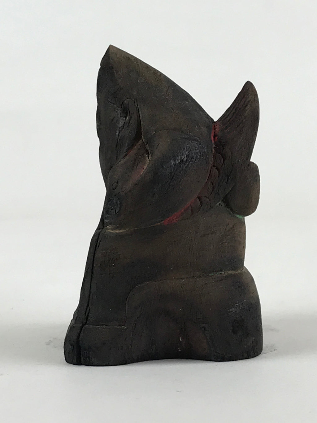 Antique Japanese Wooden Ebisu Decoration Figure Small Ornament Brown BD924