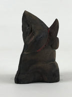 Antique Japanese Wooden Ebisu Decoration Figure Small Ornament Brown BD924