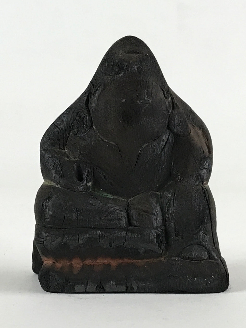 Antique Japanese Wooden Ebisu Decoration Figure Small Ornament Brown BD924