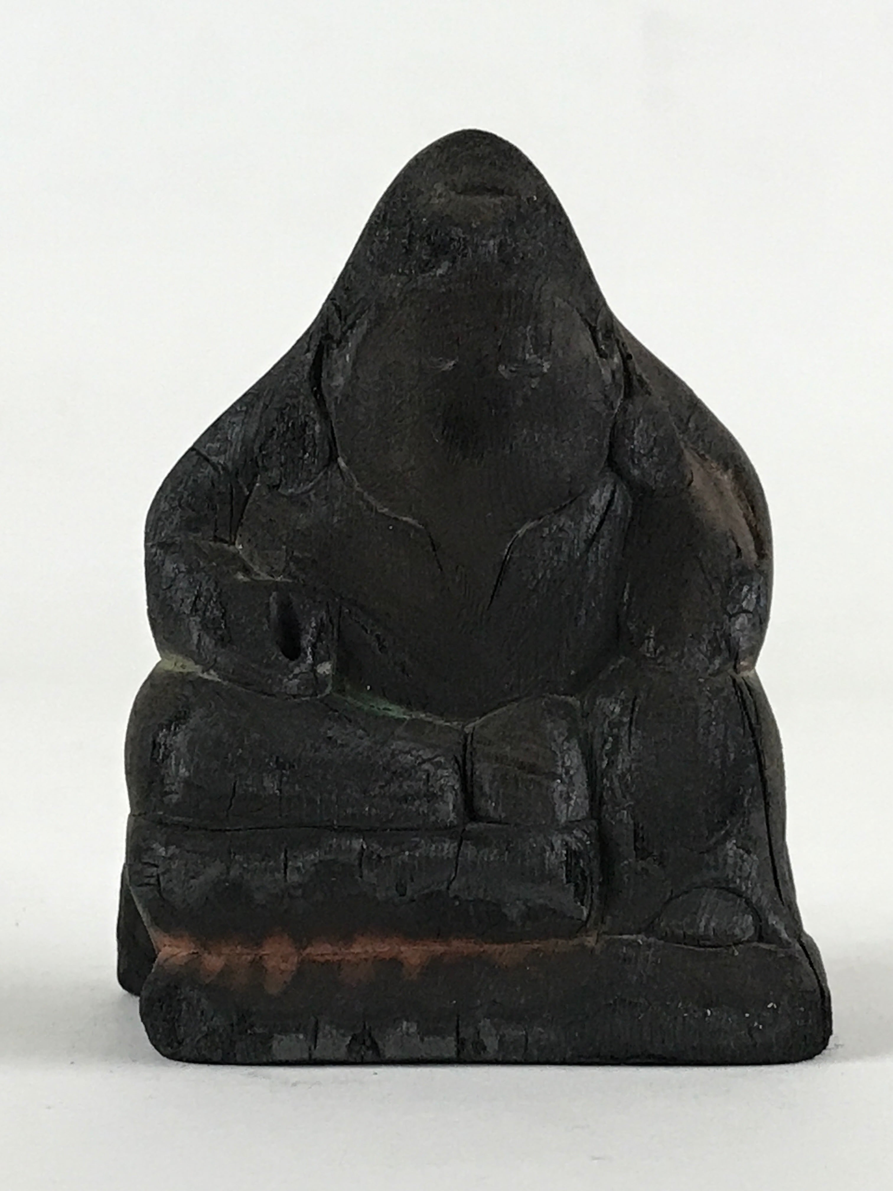 Antique Japanese Wooden Ebisu Decoration Figure Small Ornament Brown BD924
