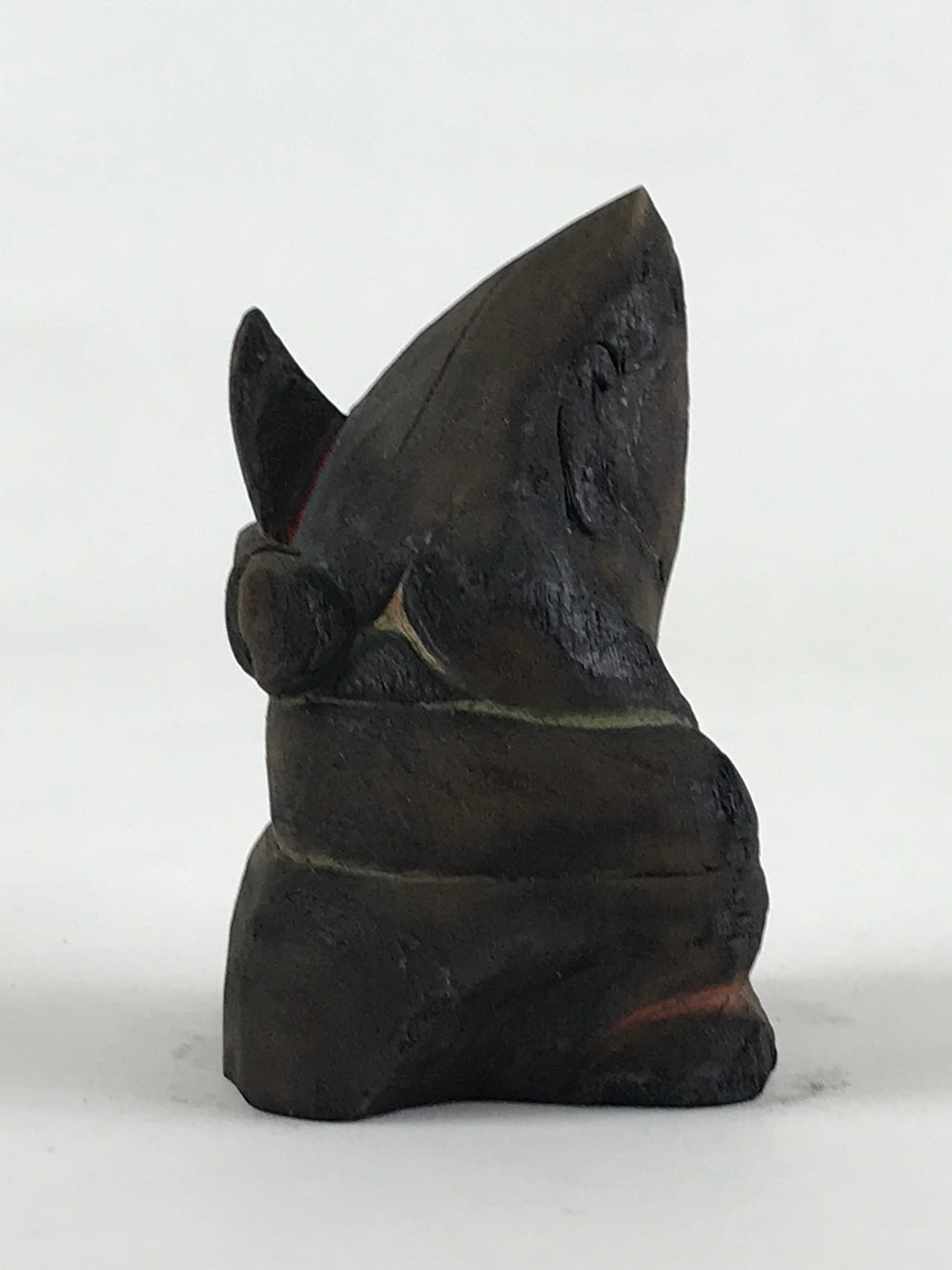 Antique Japanese Wooden Ebisu Decoration Figure Small Ornament Brown BD924