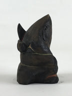 Antique Japanese Wooden Ebisu Decoration Figure Small Ornament Brown BD924
