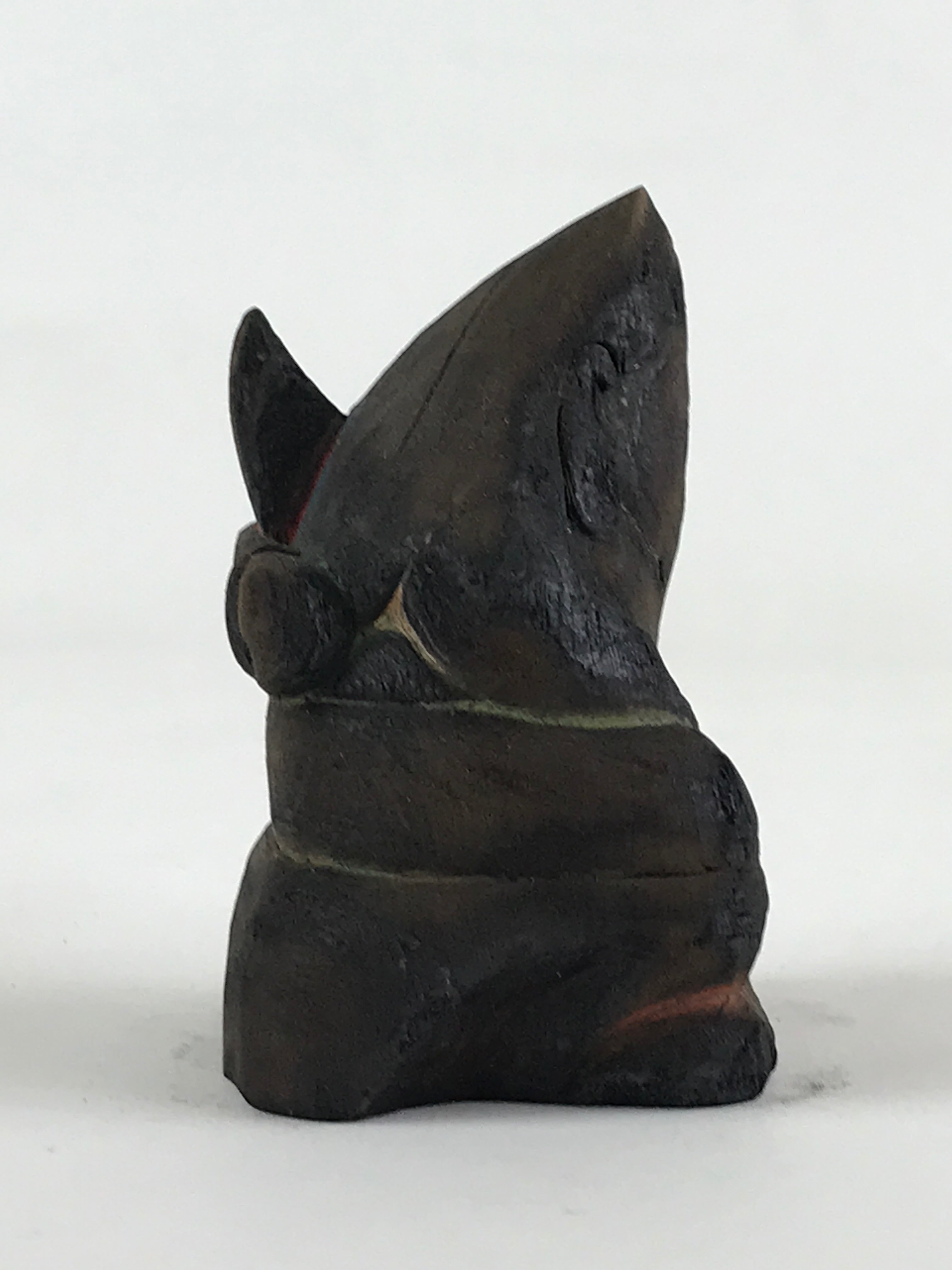 Antique Japanese Wooden Ebisu Decoration Figure Small Ornament Brown BD924
